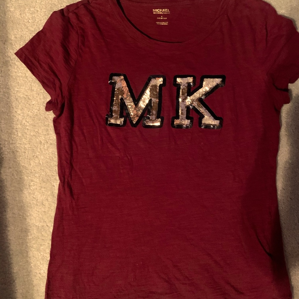 Michael Kors burgundy short sleeve sequin t-shirt